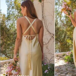 Elegant Yellow Backless Dress